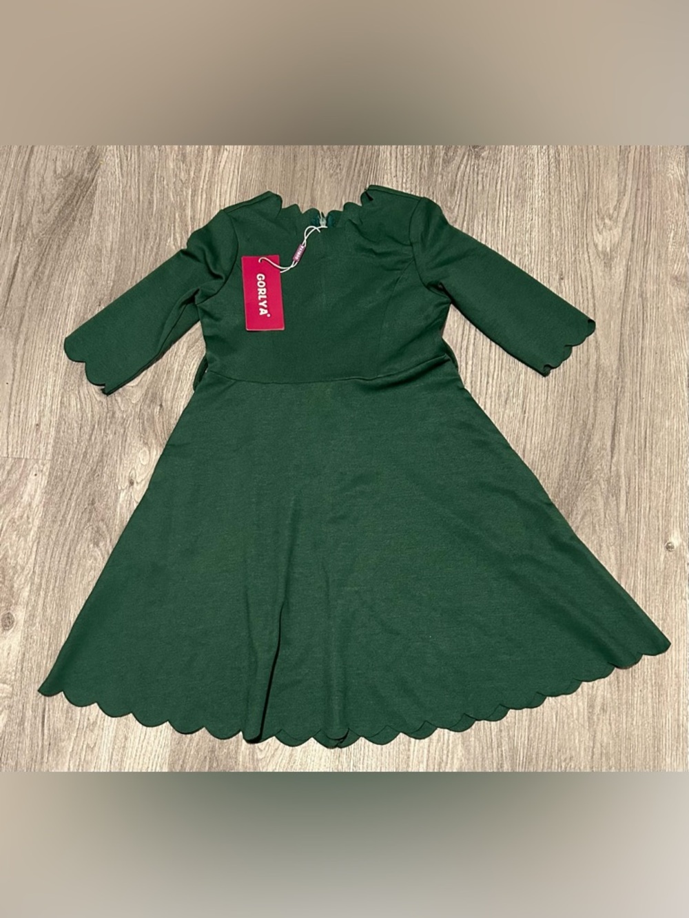 NWT (BUNDLE +SAVE) Gorlya Kids' Emerald Green Scallop Hem Dress 4-5T